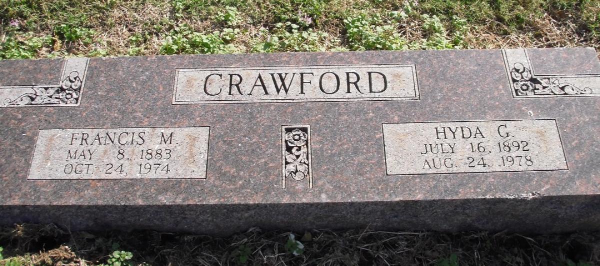 OK, Grove, Olympus Cemetery, Headstone, Crawford, Francis M. & Hyda G.