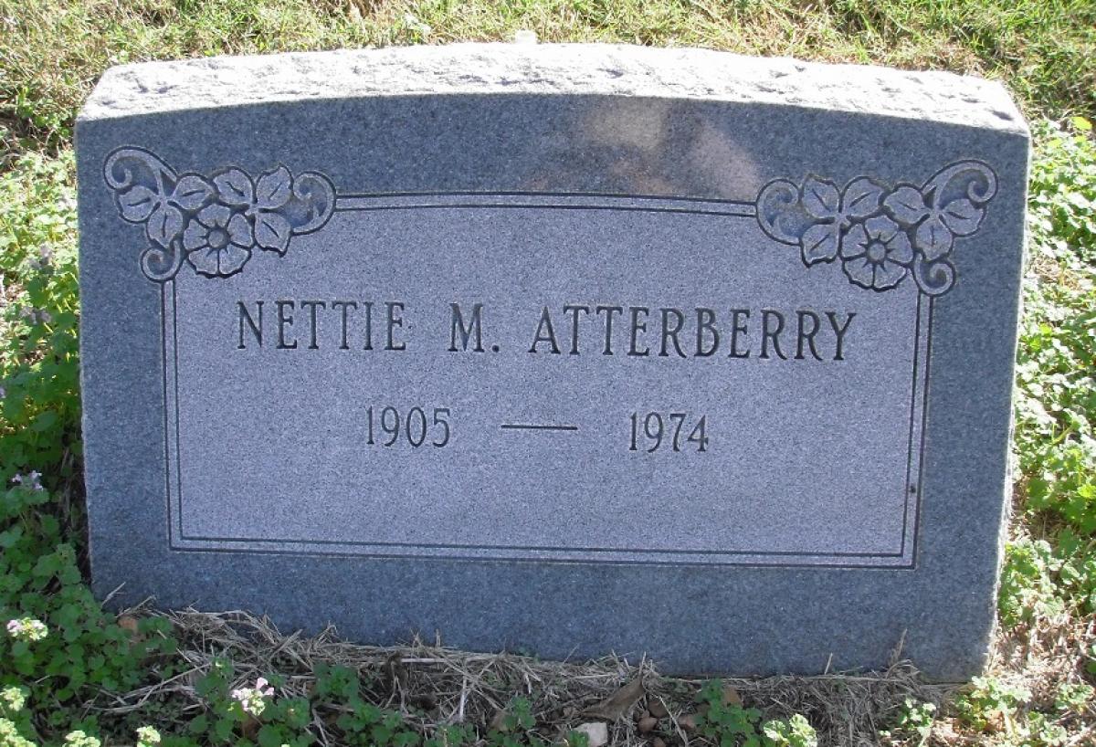 OK, Grove, Olympus Cemetery, Headstone, Atterberry, Nettie M.
