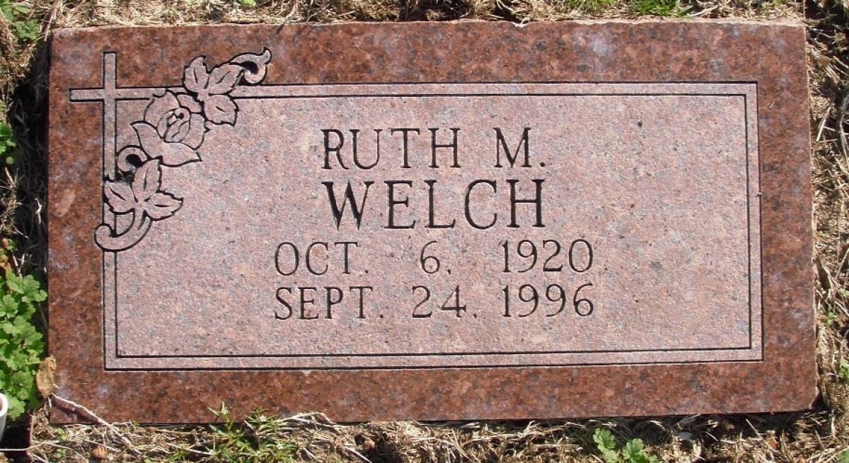 OK, Grove, Olympus Cemetery, Headstone, Welch, Ruth M.