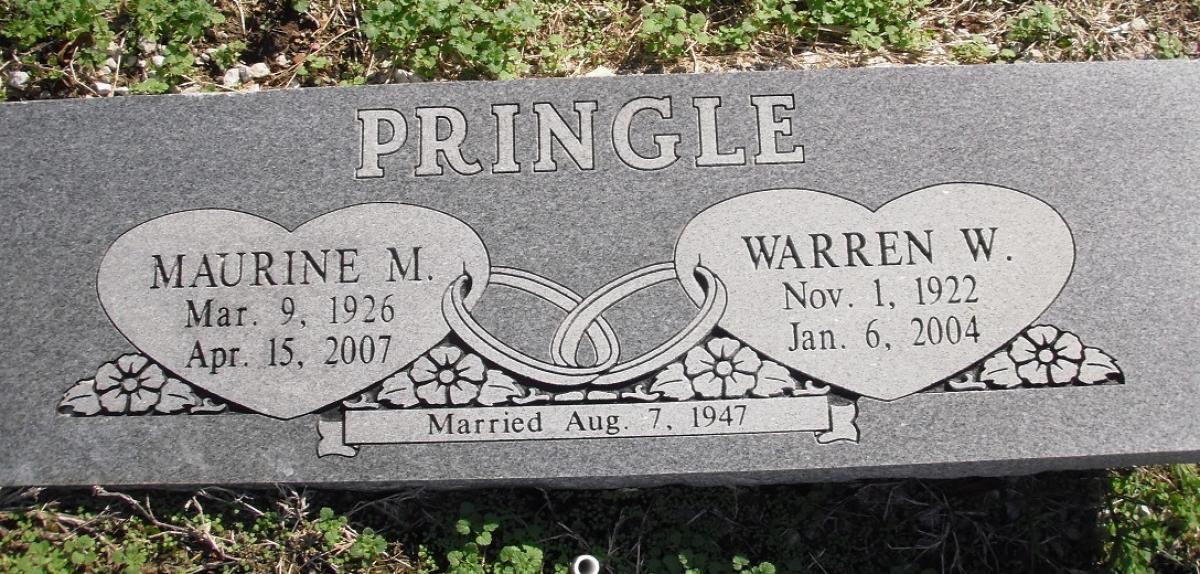 OK, Grove, Olympus Cemetery, Headstone, Pringle, Warren W. & Maurine M.