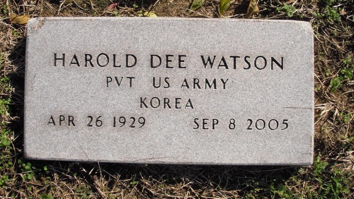 OK, Grove, Olympus Cemetery, Military Headstone, Watson, Harold Dee