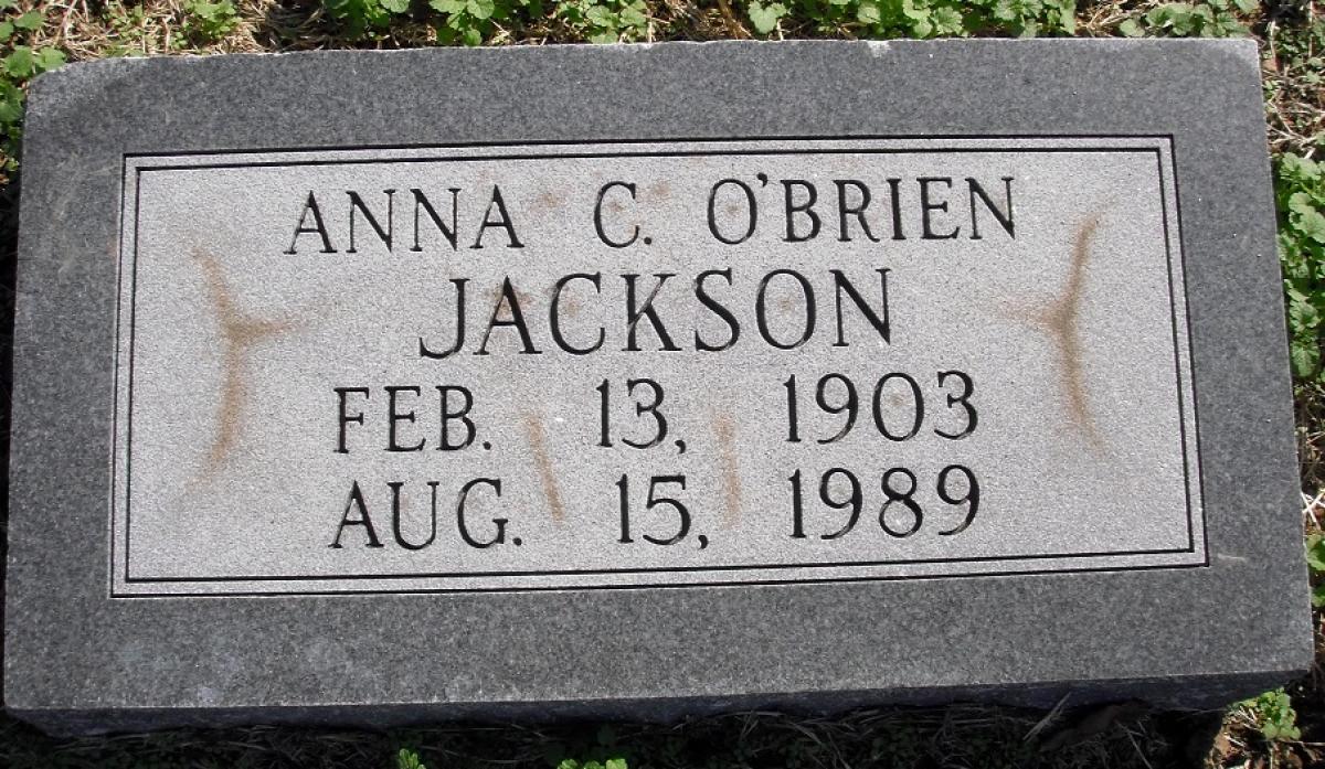 OK, Grove, Olympus Cemetery, Headstone, Jackson, Anna C. (O'Brien)