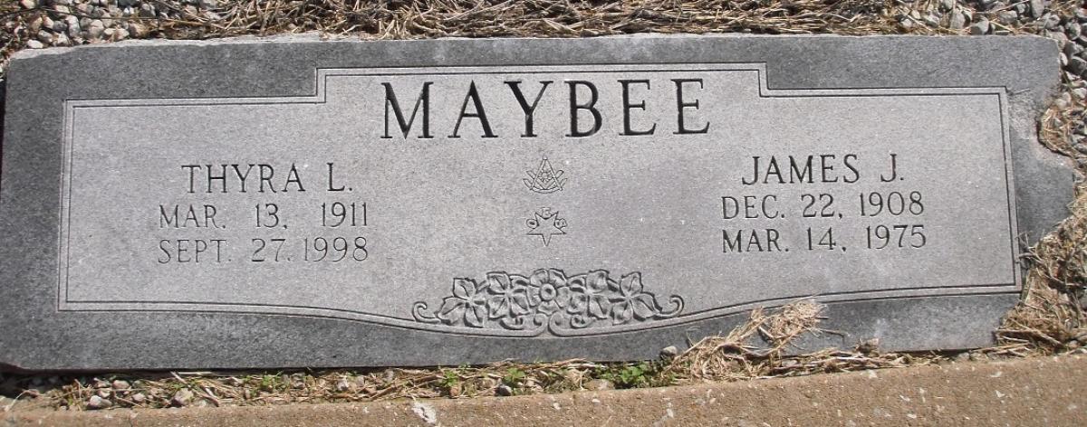 OK, Grove, Olympus Cemetery, Headstone, Maybee, James J. & Thyra L.