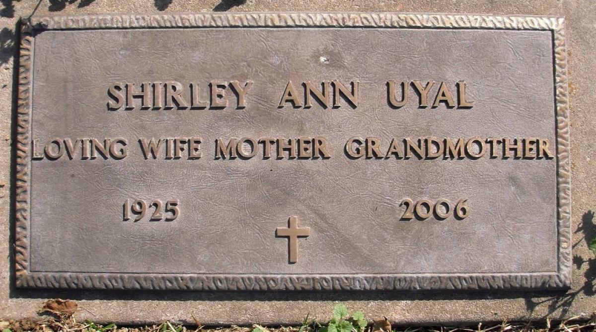 OK, Grove, Olympus Cemetery, Headstone, Uyal, Shirley Ann