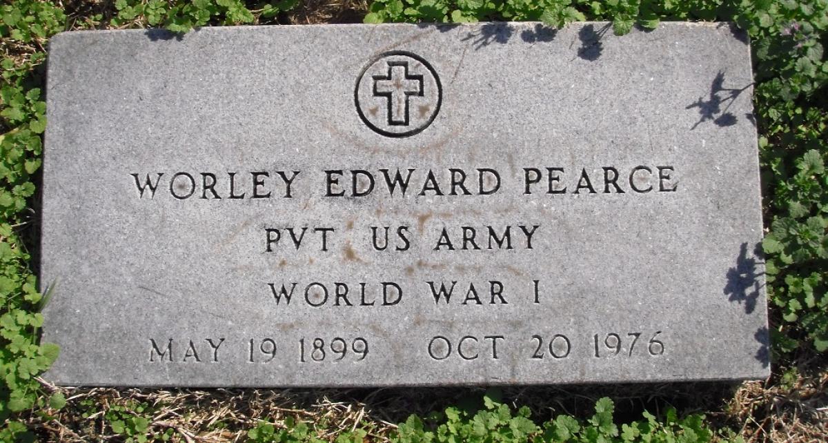 OK, Grove, Olympus Cemetery, Military Headstone, Pearce, Worley Edward