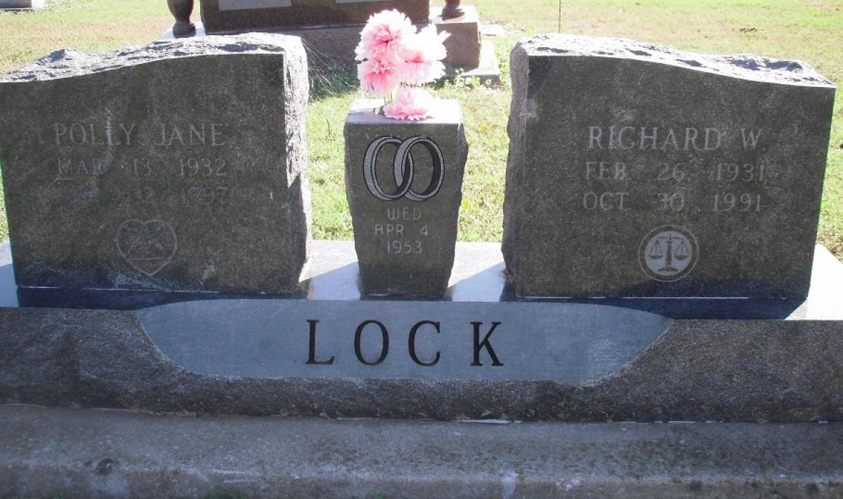 OK, Grove, Olympus Cemetery, Headstone, Lock, Richard W. & Polly Jane