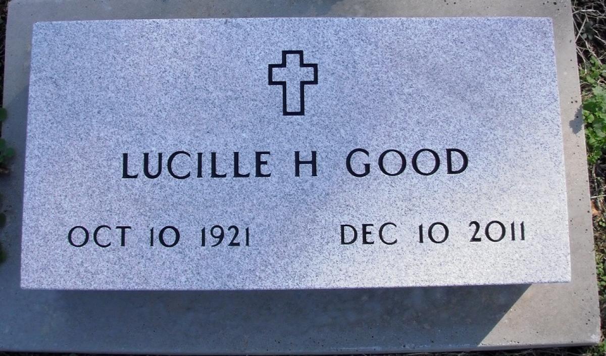 Good, Lucille H. OK, Grove, Olympus Cemetery, Headstone, Good, Lucille H.