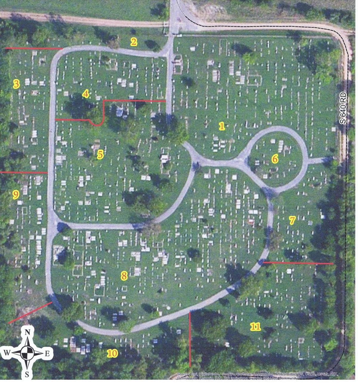 OK, Grove, Delaware County, Olympus Cemetery Map