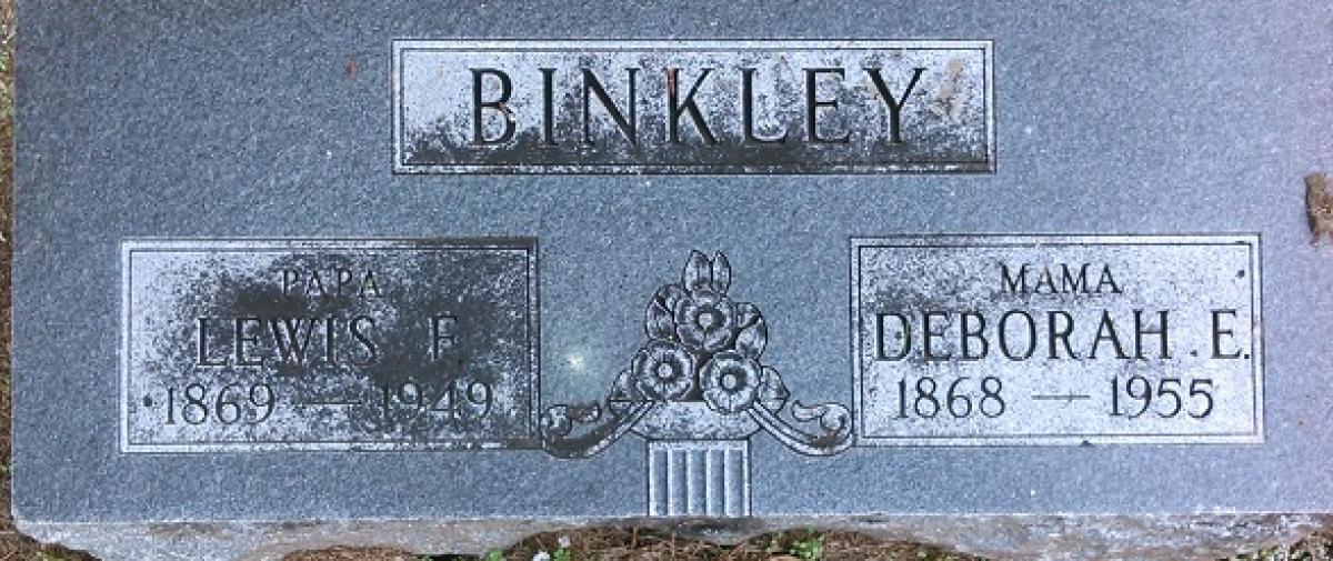 OK, Grove, Buzzard Cemetery, Binkley, Lewis F. & Deborah E. Headstone