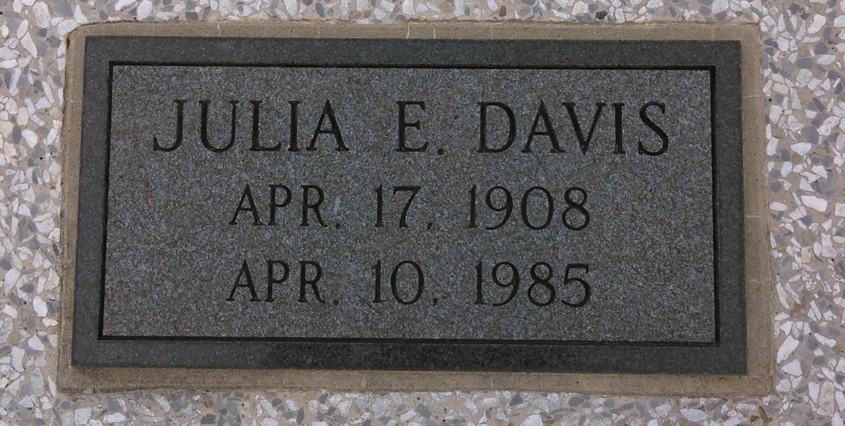 OK, Grove, Buzzard Cemetery, Davis, Julia E. Headstone