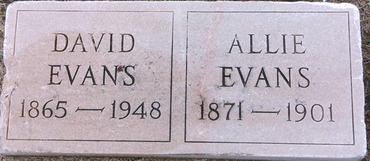 OK, Grove, Buzzard Cemetery, Evans, David & Allie Headstone