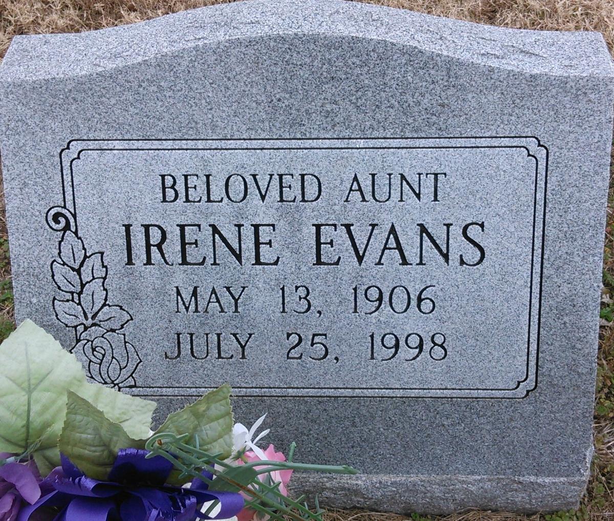 OK, Grove, Buzzard Cemetery, Evans, Irene Headstone