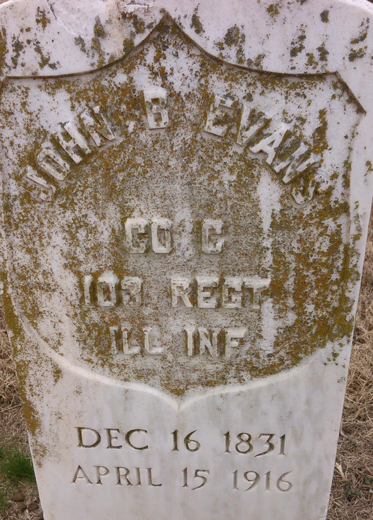 OK, Grove, Buzzard Cemetery, Evans, John B. Headstone