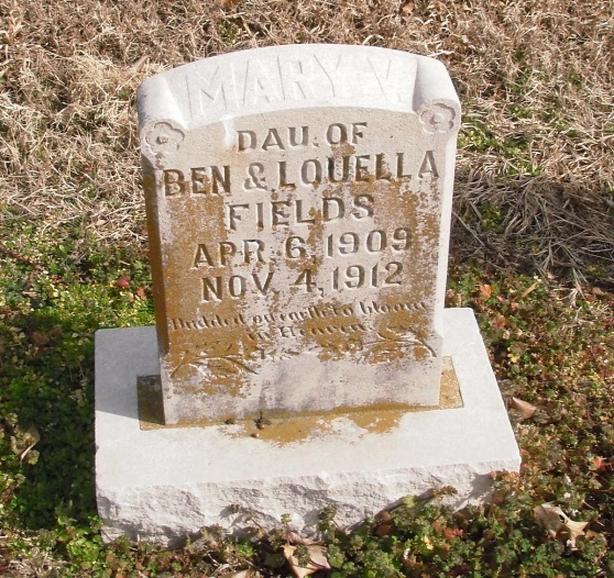 OK, Grove, Buzzard Cemetery, Fields, Mary V. Headstone