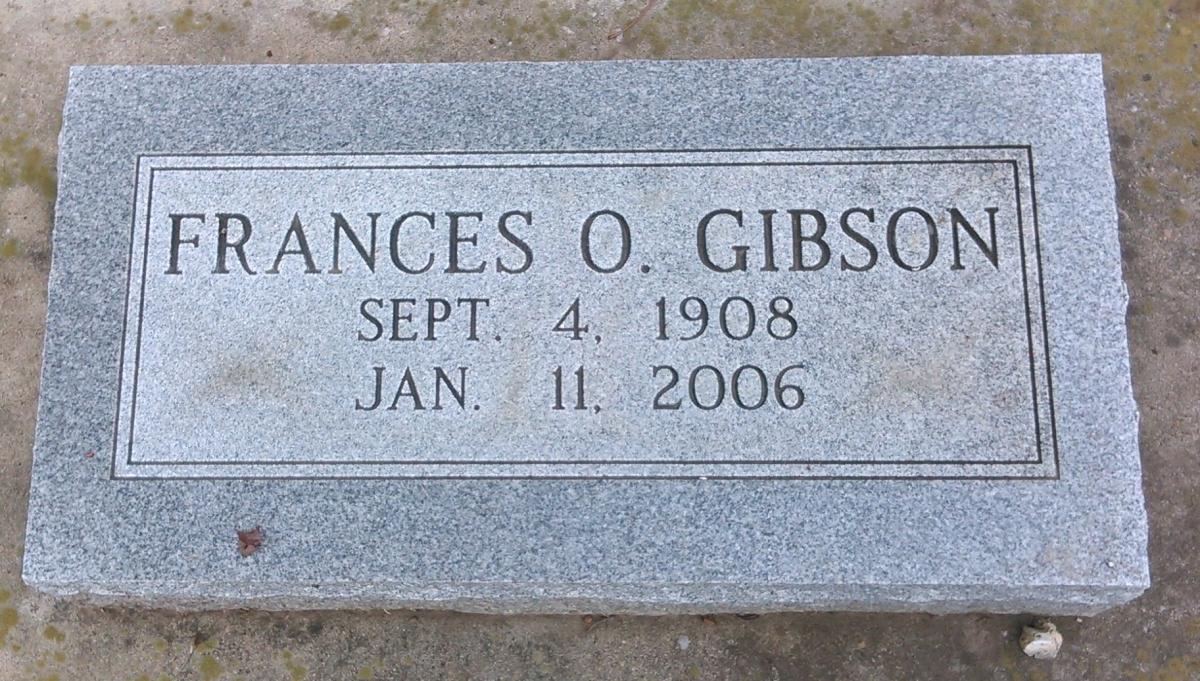 OK, Grove, Buzzard Cemetery, Gibson, Frances O. Headstone