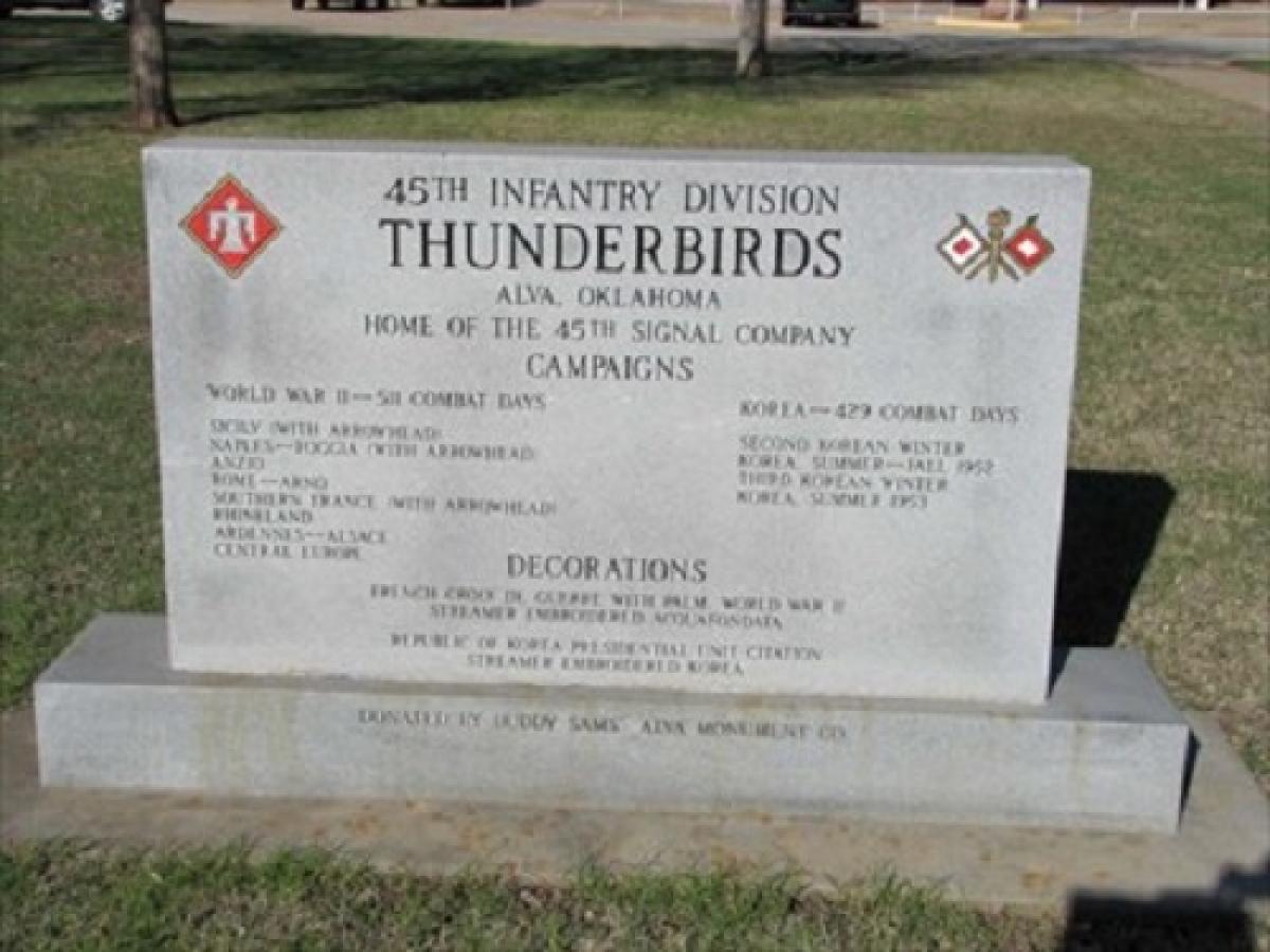 OK, Grove, Headstone Symbols and Meanings, U. S. Army 45th Infantry Division (Thunderbird)