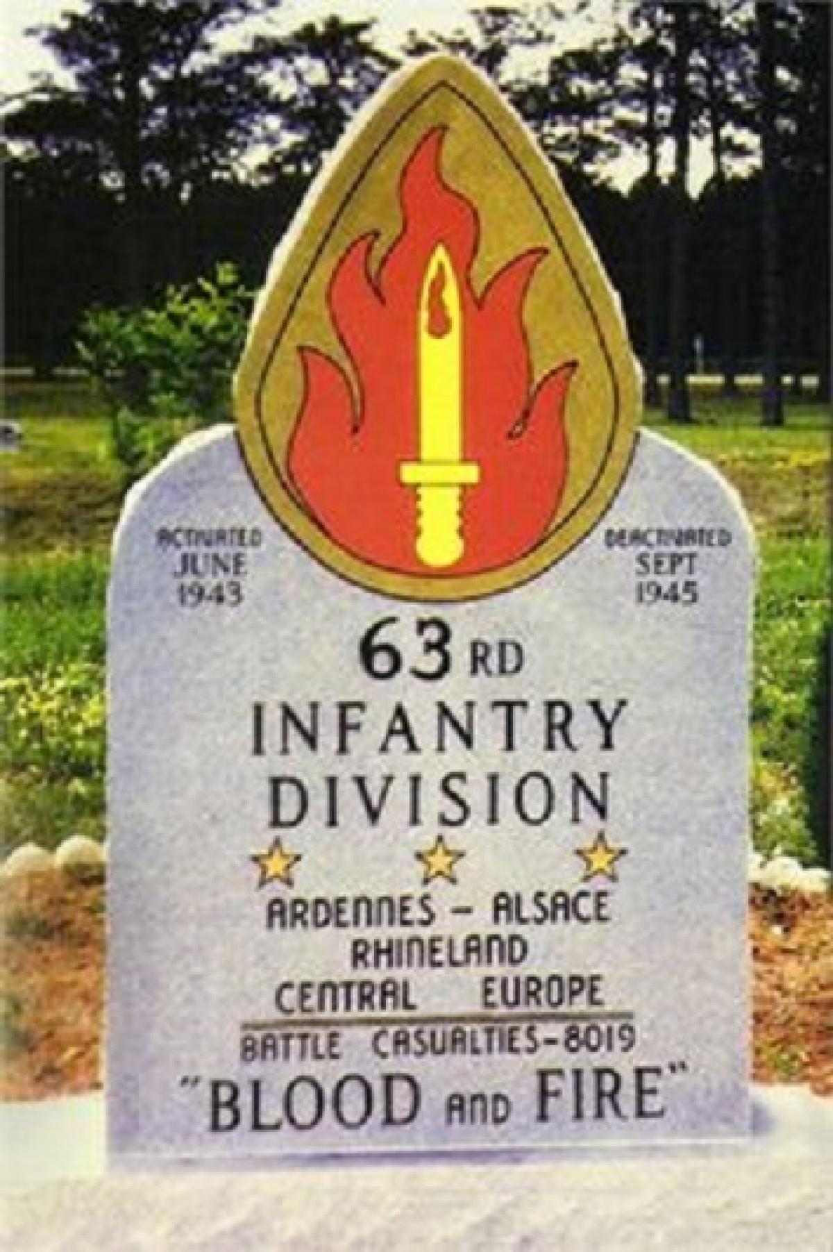 OK, Grove, Headstone Symbols and Meanings, U. S. Army 63rd Infantry Division (Blood and Fire)