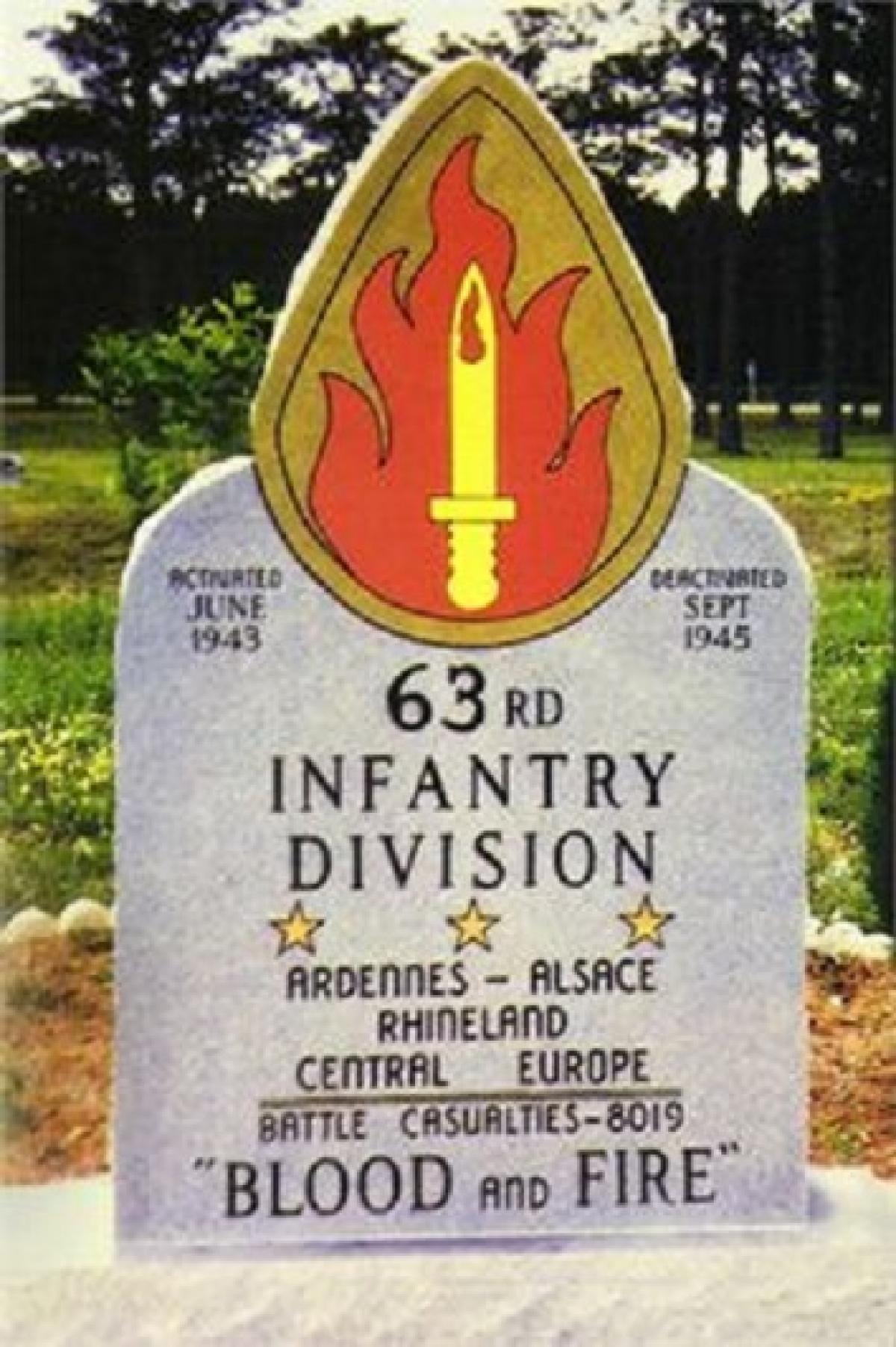 OK, Grove, Headstone Symbols and Meanings, U. S. Army 63rd Infantry Division (Blood and Fire)