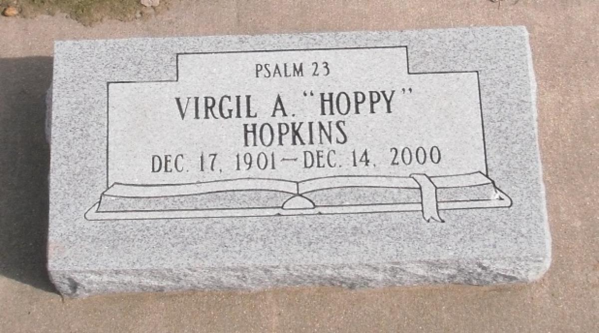 OK, Grove, Buzzard Cemetery, Hopkins, Virgil A. Headstone