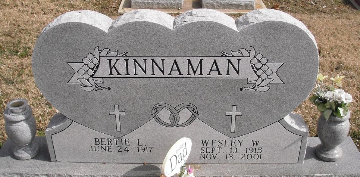 OK, Grove, Buzzard Cemetery, Kinnaman, Wesley W. & Bertie L. Headstone
