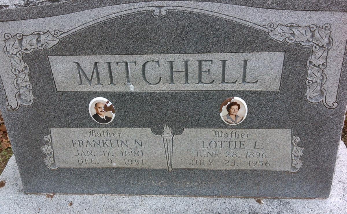 OK, Grove, Buzzard Cemetery, Mitchell, Franklin N. & Lottie L. Headstone