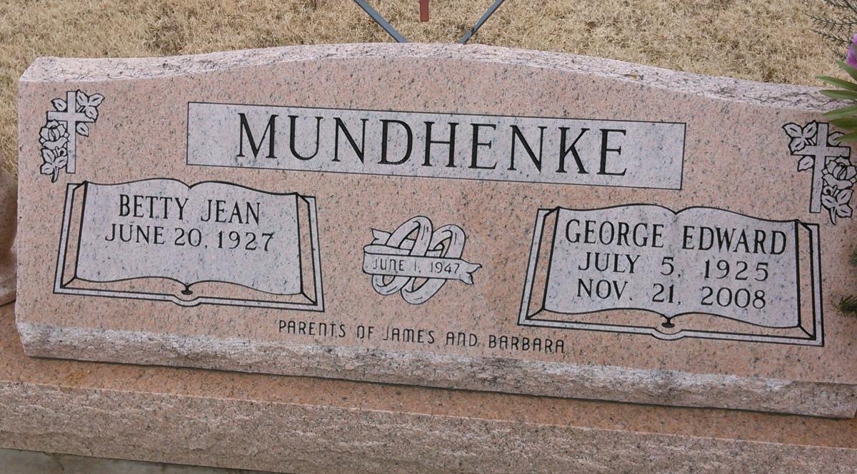 OK, Grove, Buzzard Cemetery, Mundhenke, Betty Jean & George Edward Headstone