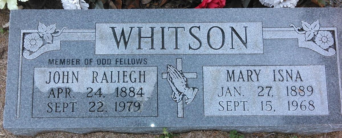 OK, Grove, Buzzard Cemetery, Whitson, John Raliegh & Mary Isna Headstone