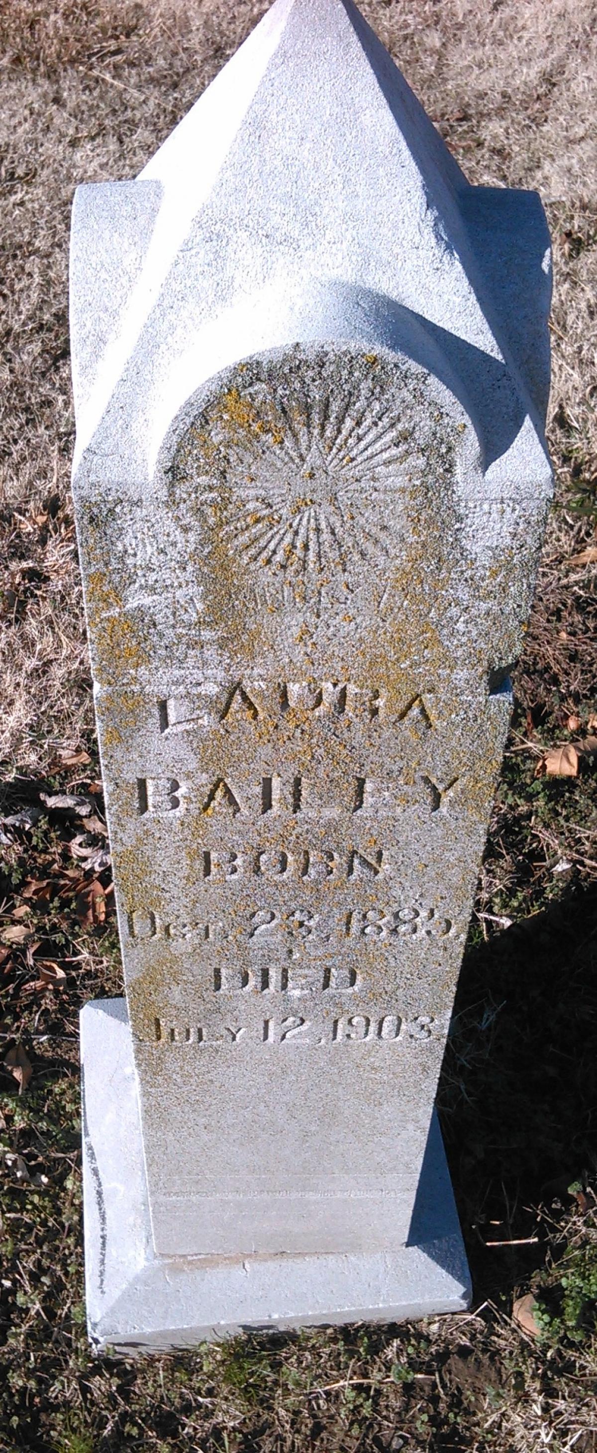 OK, Grove, Buzzard Cemetery, Bailey, Laura Headstone