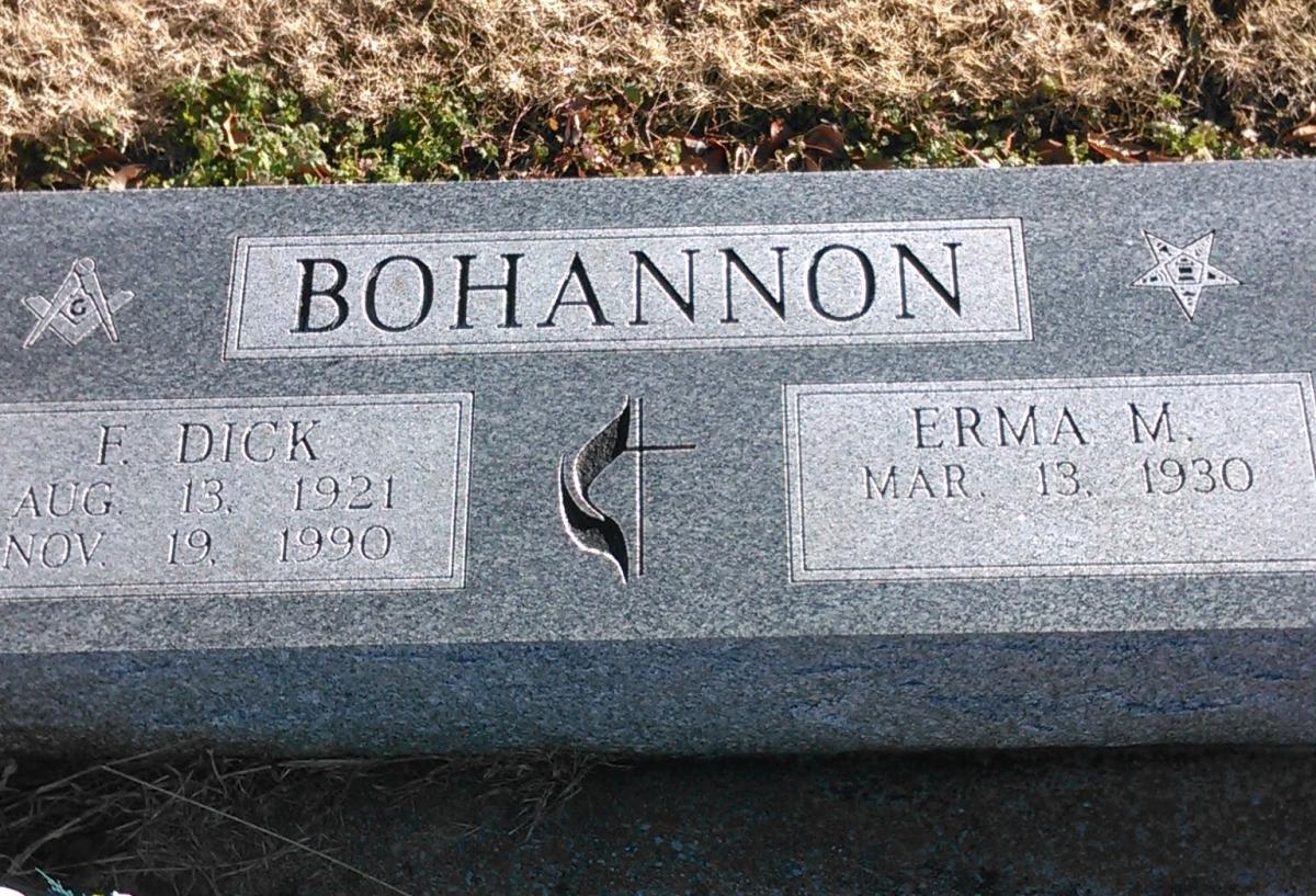 OK, Grove, Buzzard Cemetery, Bohannon, F. Dick & Erma M. Headstone