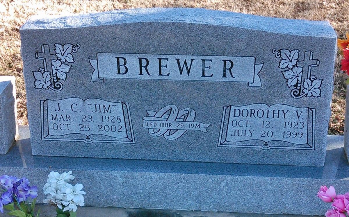 OK, Grove, Buzzard Cemetery, Brewer, J. C. & Dorothy V. Headstone