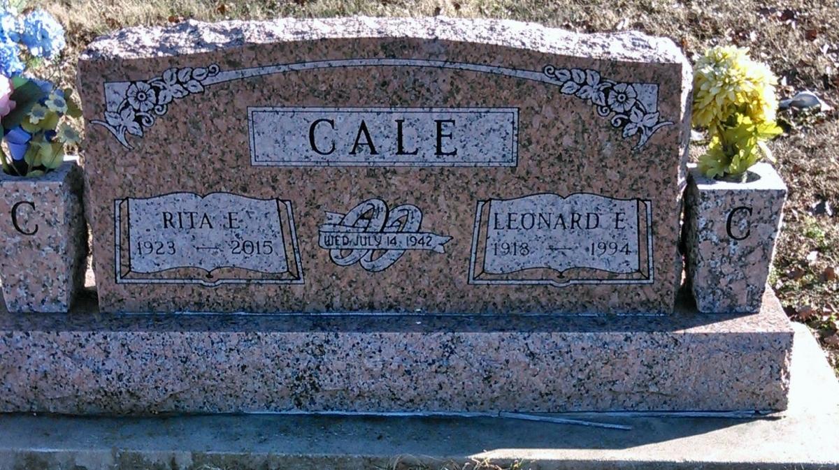 OK, Grove, Buzzard Cemetery, Cale, Rita E. & Leonard Eugene Headstone