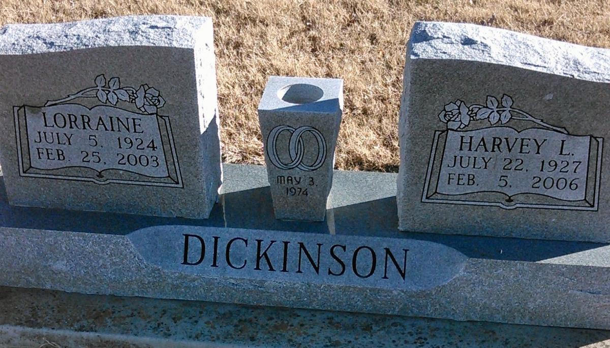 OK, Grove, Buzzard Cemetery, Dickinson, Lorraine & Harvey L. Headstone