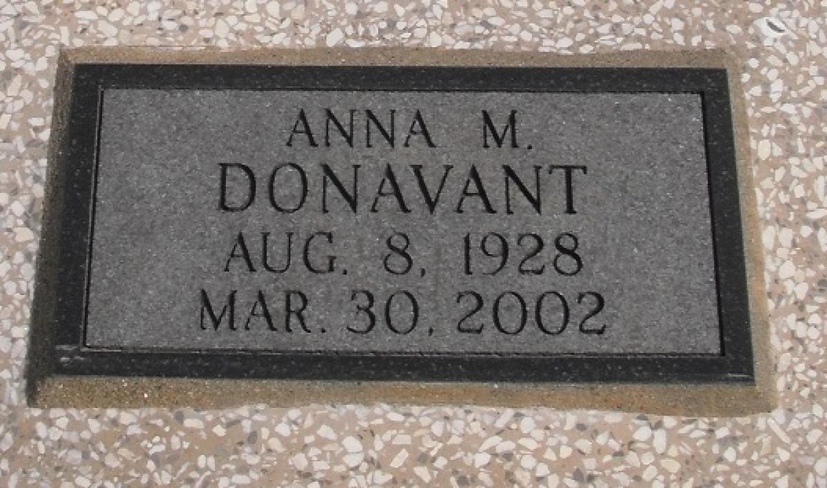 OK, Grove, Buzzard Cemetery, Donavant, Anna M. Headstone
