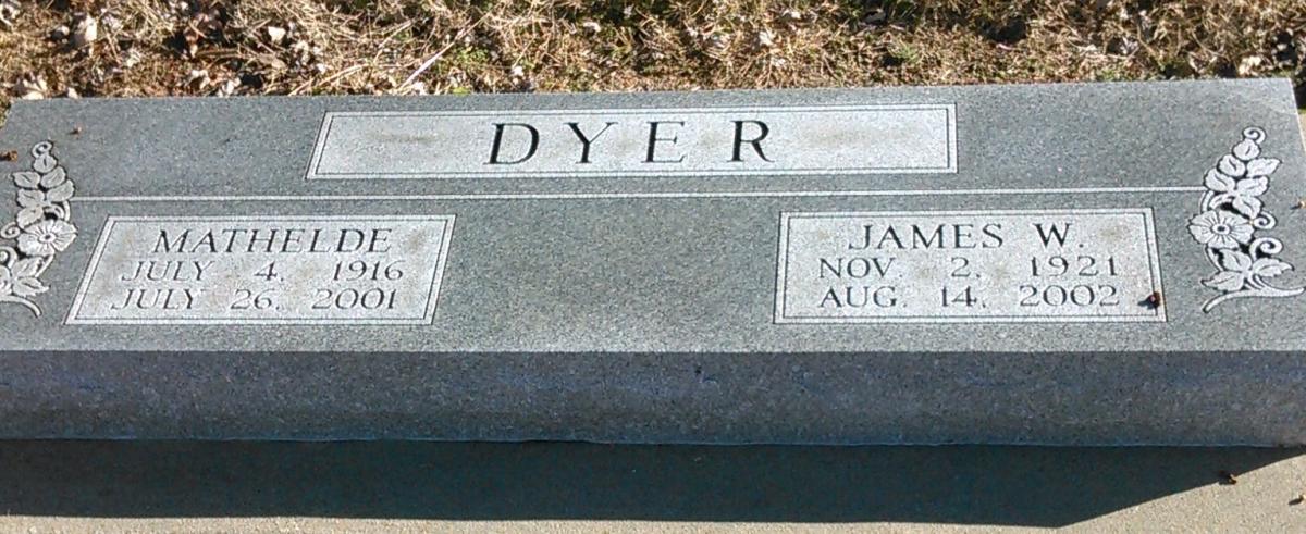 OK, Grove, Buzzard Cemetery, Dyer, James W. & Mathelde Headstone