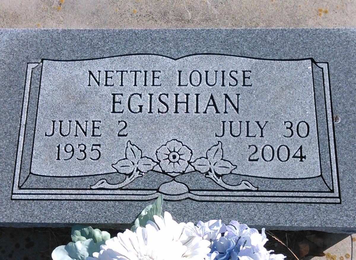 OK, Grove, Buzzard Cemetery, Egishian, Nettie Louise Headstone