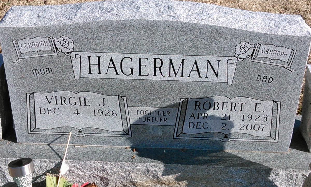 OK, Grove, Buzzard Cemetery, Hagerman, Robert E. & Virgie J. Headstone