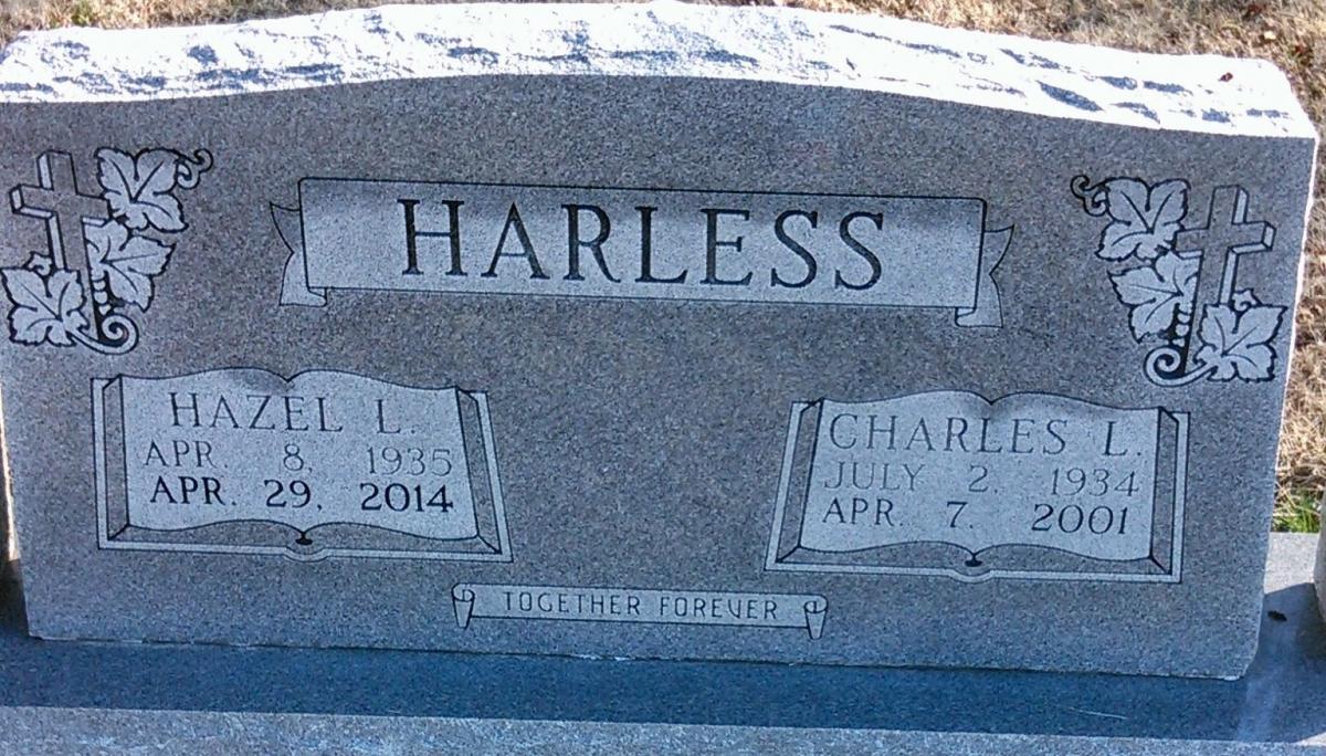 OK, Grove, Buzzard Cemetery, Harless, Charles L. & Hazel L. Headstone