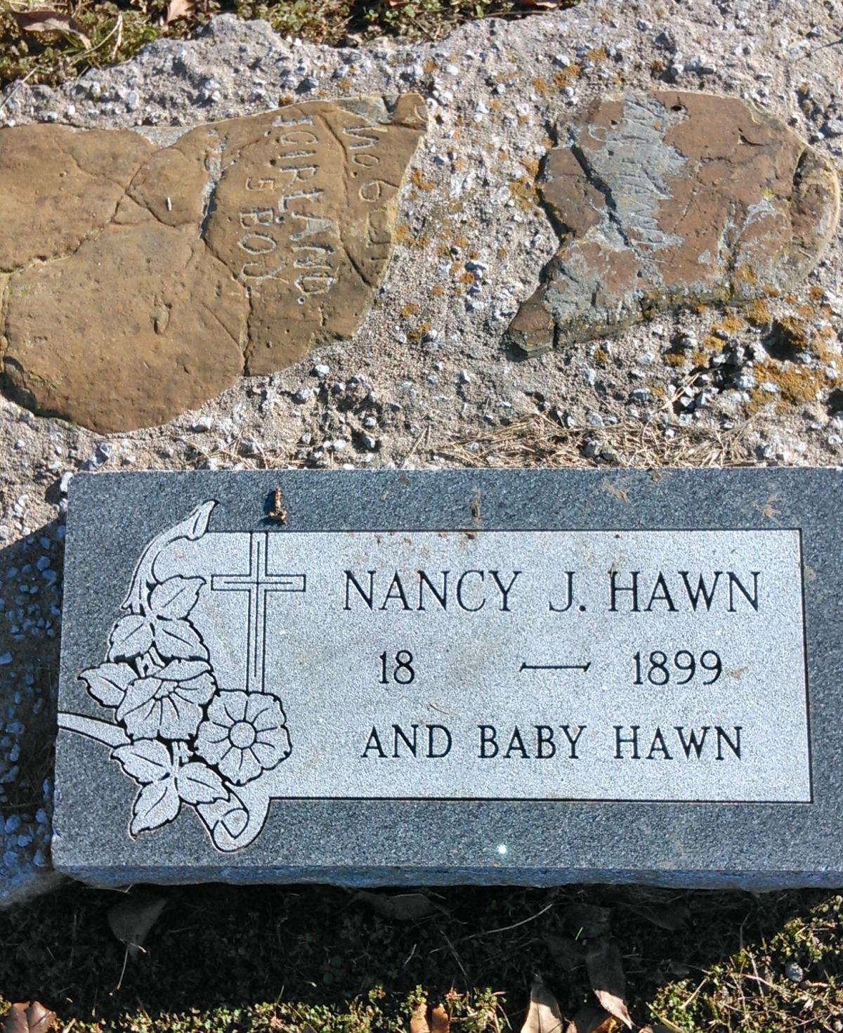 OK, Grove, Buzzard Cemetery, Hawn, Nancy J. & Baby Headstone