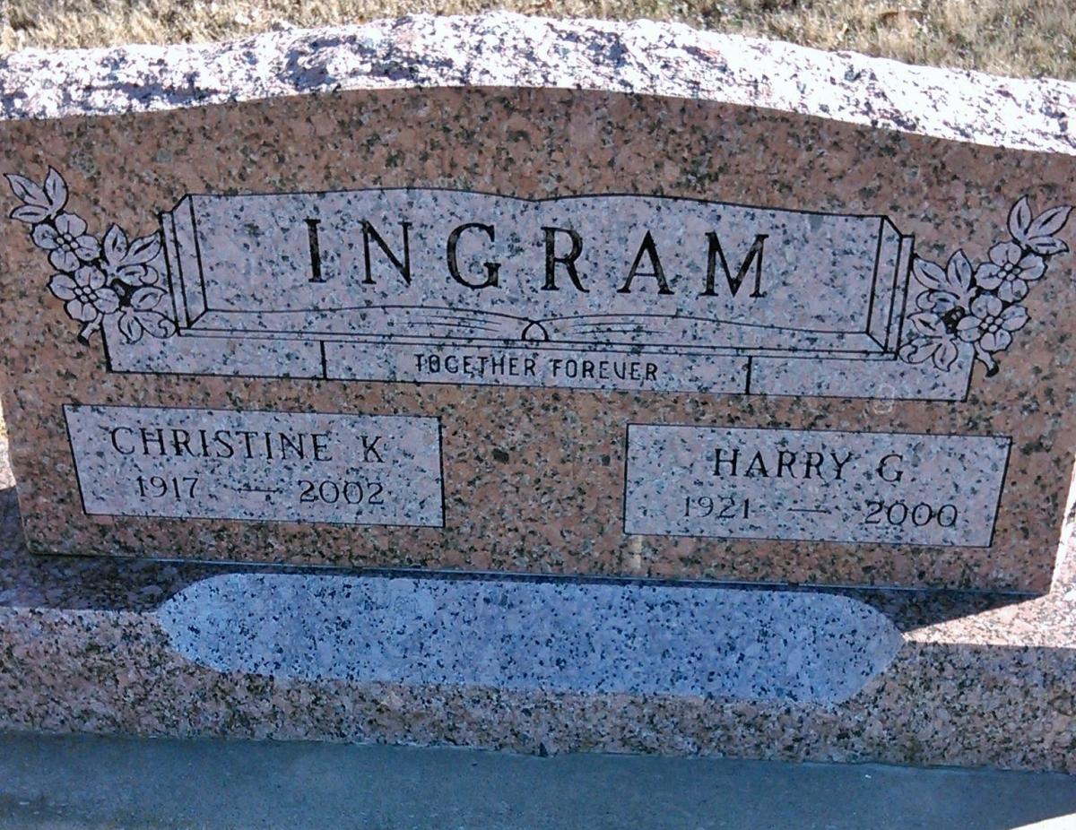 OK, Grove, Buzzard Cemetery, Ingram, Harry G. & Christine K. Headstone
