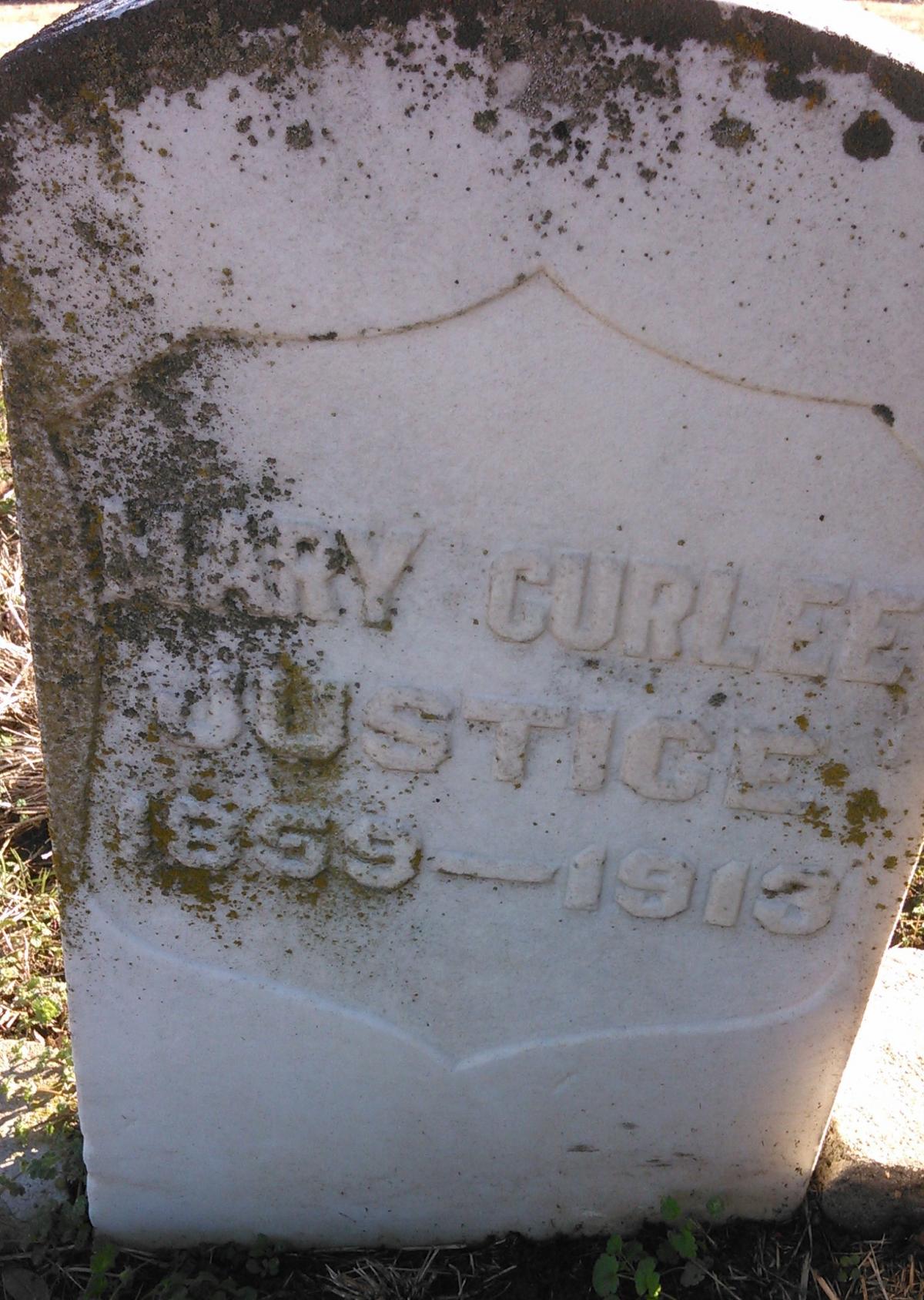 OK, Grove, Buzzard Cemetery, Justice, Mary Curlee Headstone