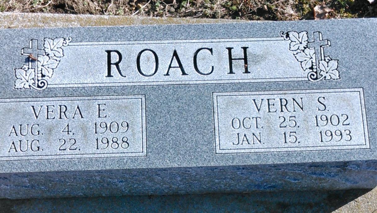 OK, Grove, Buzzard Cemetery, Roach, Vern S. & Vera E. Headstone
