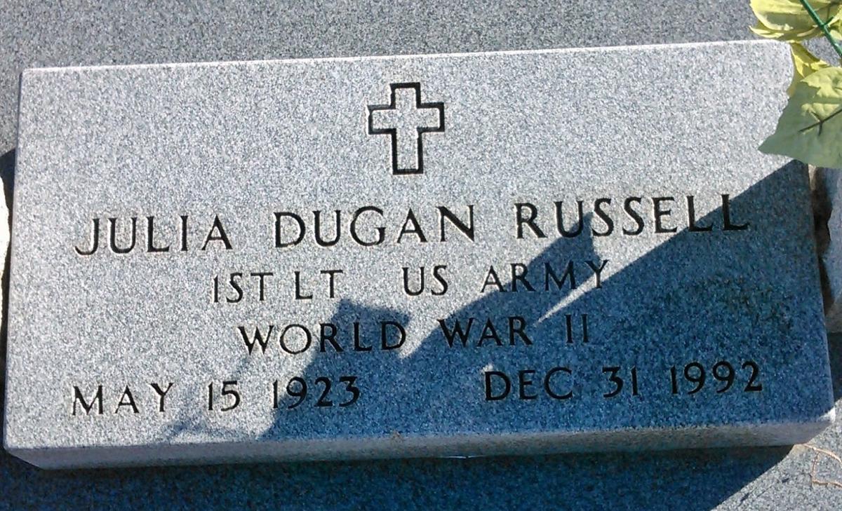 OK, Grove, Buzzard Cemetery, Russell, Julia Dugan Headstone