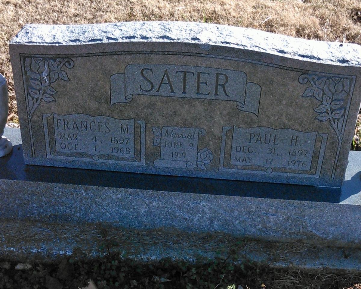 OK, Grove, Buzzard Cemetery, Sater, Paul H. & Frances M. Headstone