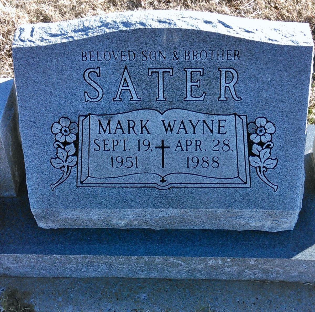 OK, Grove, Buzzzard Cemetery, Sater, Mark Wayne Headstone