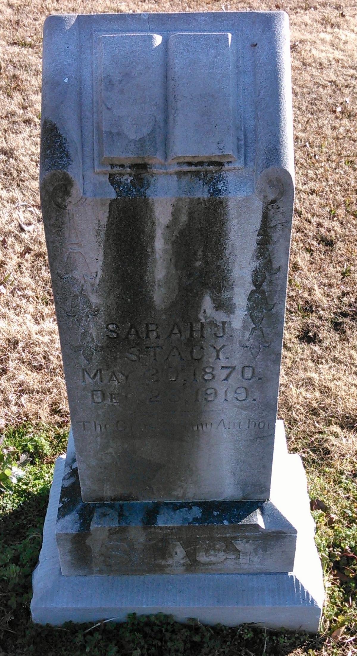 OK, Grove, Buzzard Cemetery, Stacy, Sarah J. Headstone