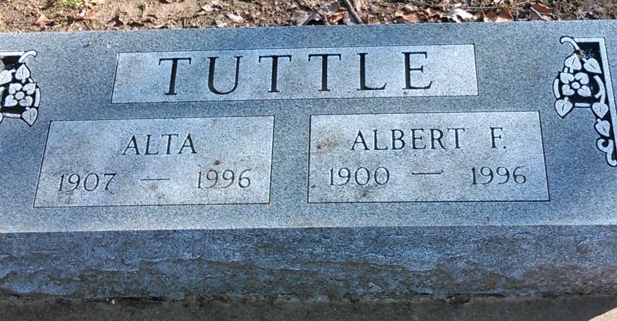 OK, Grove, Buzzard Cemetery, Tuttle, Albert F. & Alta Headstone
