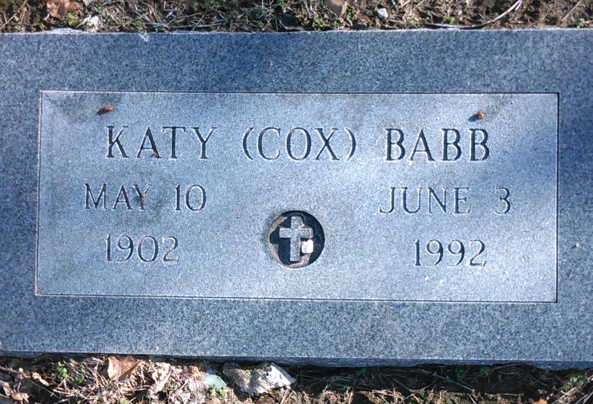 OK, Grove, Buzzard Cemetery, Babb, Katie Cox Headstone