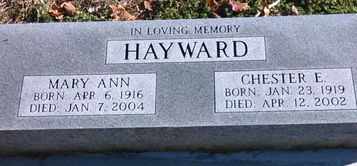 OK, Grove, Buzzard Cemetery, Hayward, Chester E. & Mary Ann Headstone