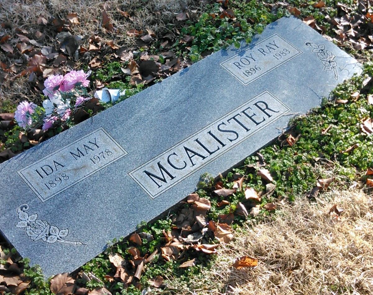 OK, Grove, Buzzard Cemetery, McAlister, Roy Ray & Ida May Headstone