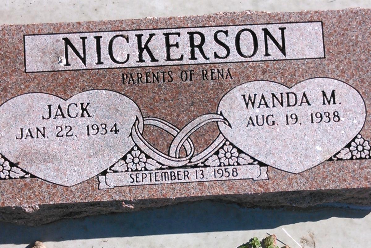 OK, Grove, Buzzard Cemetery, Nickerson, Jack & Wanda M. Headstone
